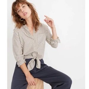 Madewell Tie-Front Shirt Maitland Stripe Size XS